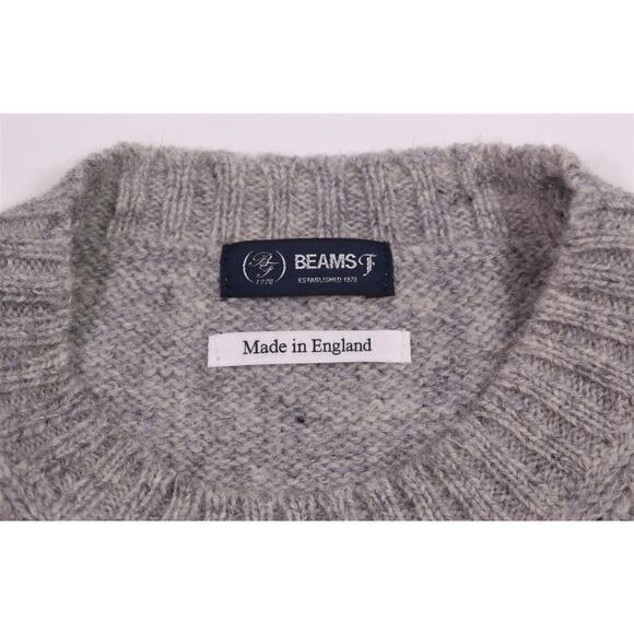 Beams F Made in England Gray Knit Wool Crewneck Sweater Men's Small Japan - Picture 5 of 6